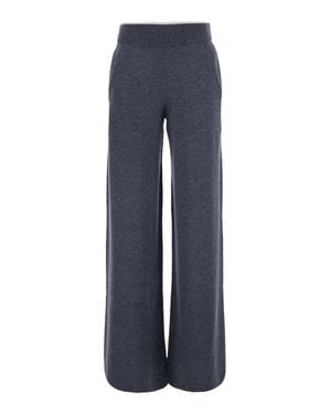 Pinko Elegant Wool-Cashmere Straight-Leg High-Waist Pants For - Blue