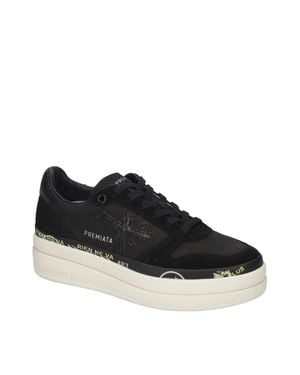 Premiata Platform Leather-Effect Sneaker - Black