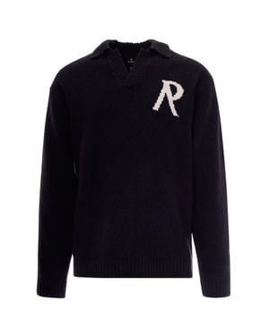 Represent Relaxed Fit Knitted Polo Sweater - Blue