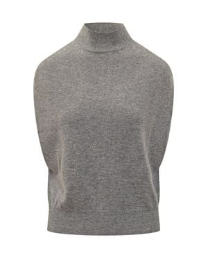 Semicouture Knit Dolcevita Gilet Vest - Gray