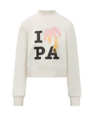 Palm Angels I Love Paint Mini Fitted Sweatshirt - White