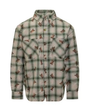 Barrow Quadri Print Shirt With Teddy Bear Accent - Gray