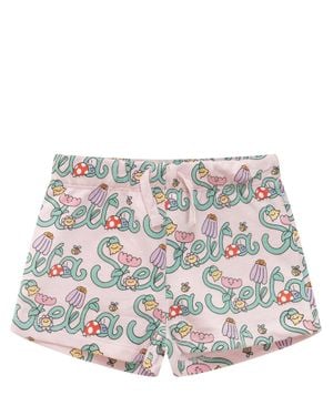 Stella McCartney Mini Jersey Shorts With Unique Print - Gray
