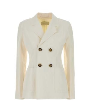 Ami Paris Solid Notched Lapel Jacket - White