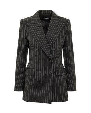 Dolce & Gabbana Tailored Blazer With Striped Detailing - Black