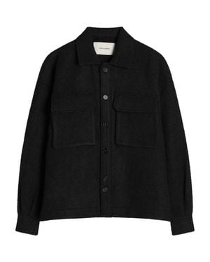 Entire studios Wool Cargo Jacket With Center Button Closure And Chest Pockets - Black