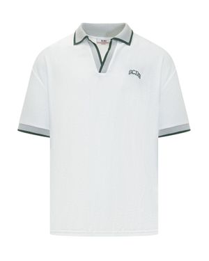 Gcds Polo With Logo And Cut Sleeves - White