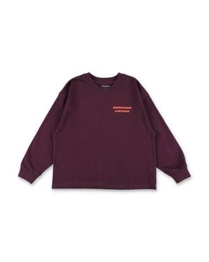American Vintage Boy's Graphic Long-Sleeve Crewneck Top - Purple