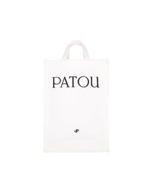 Patou Logo Canvas Tote Bag - White
