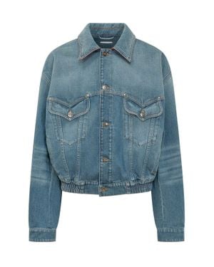 Versace Stylish Jacket With Buttons And Pockets - Blue