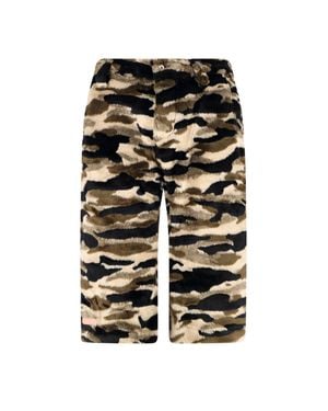 PDF Faux Fur Straight-Leg Pants - Brown