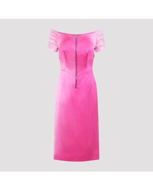 Prada Off-Shoulder Fitted Midi Dress - Pink
