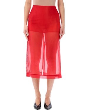 Frankie Shop Peri Sheer Midi Skirt - Red