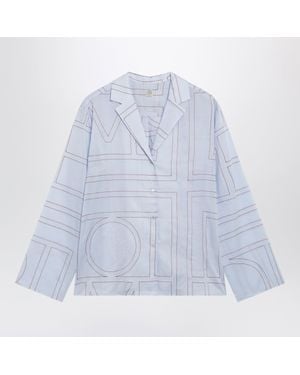 TOTEME Monogram Cotton-Blend Pajama Shirt - Blue