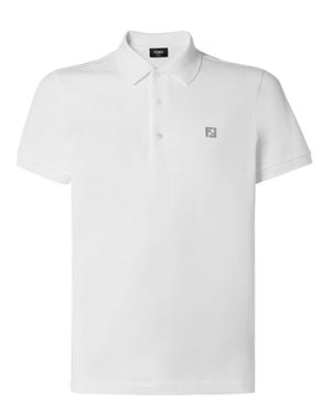 Fendi Regular-Fit Short-Sleeved Polo Shirt With Button-Down Collar - White