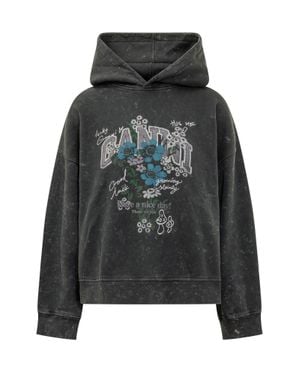 Ganni Isoli Cropped Hoodie - Black