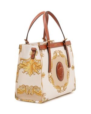 Versace Versatile Medium Leather Tote Handbag - Natural