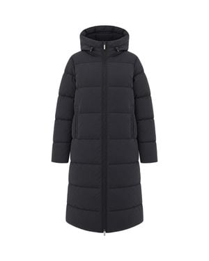 K-Way Long Hooded Puffer Coat - Blue