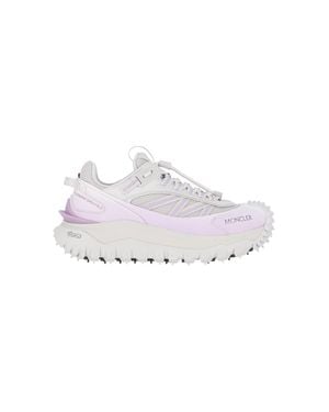 Moncler Leather & Mesh Sneakers With Cushioned Sole - White