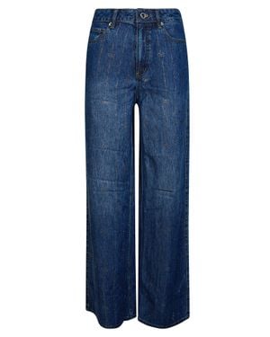 Self-Portrait Rhinestone Detail Striped Jeans - Blue