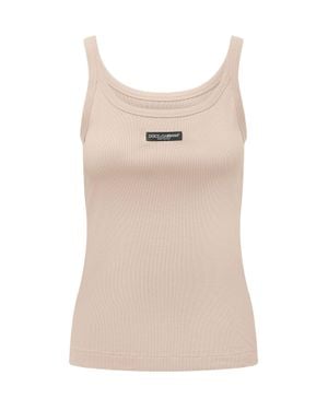 Dolce & Gabbana Elegant Textured Tank Top - Natural