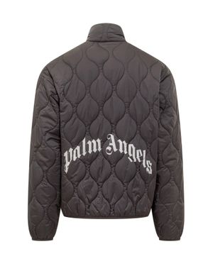 Palm Angels Curved Logo Down Jacket - Gray
