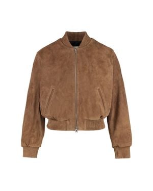 Ami Paris Suede Bomber Jacket - Brown