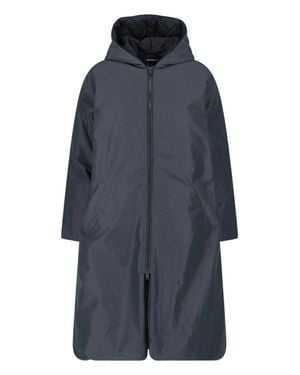 Cape Concept Long Hooded Zip Coat - Blue