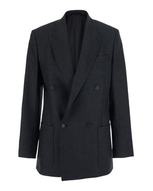 Grifoni Double-Breasted Notched Revers Blazer - Black