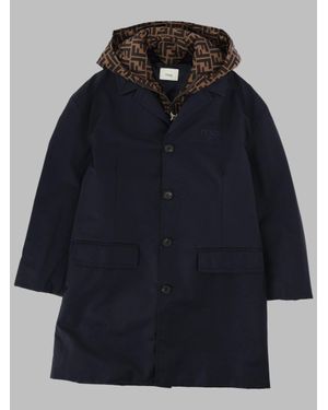 Fendi Mini Double Front Trench Jacket For Boys - Blue