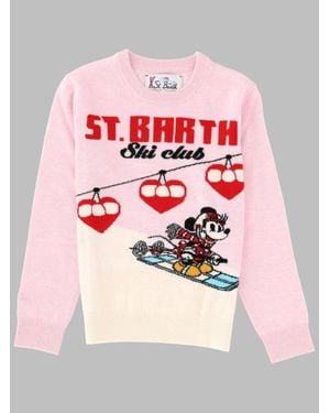 MC2 Saint Barth Printincess Minnie Skier 21 Mini Kids Sweatshirt - Pink