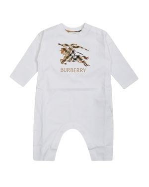 Burberry Kids Check Cotton Romper - White