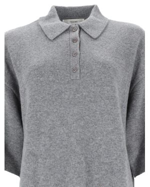FRAME Cashmere Knit Polo Sweater - Gray