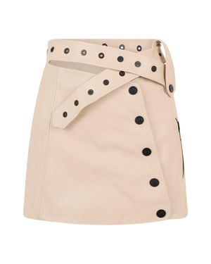 The Mannei Short Leather Skirt - Natural