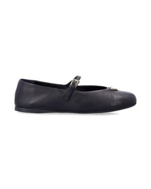 Prada Nappa Leather Ballerinas - Blue