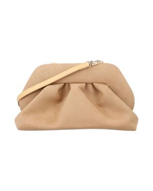 The Moire Ruched Clutch Bag With Detachable Strap - Natural