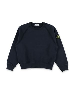 Stone Island Junior Crewneck Sweatshirt With Compass Badge - Blue