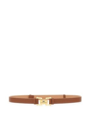 Elisabetta Franchi Eco Leather Belt With Logo Buckle - White