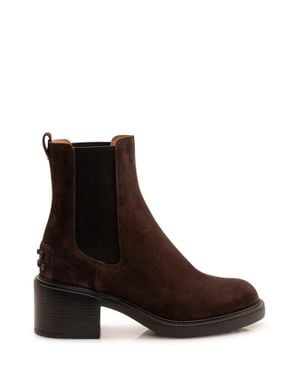 Tod's Ankle Boots With Rubber Sole And T60 Heel - Brown
