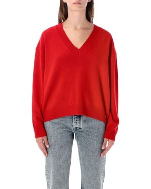 Anine Bing V-Neck Cashmere Sweater - Red