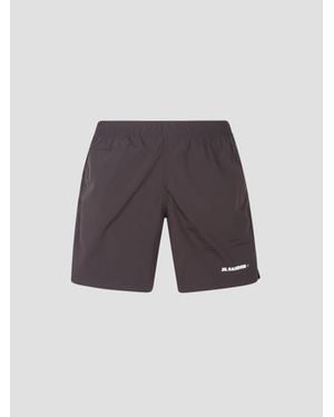 Jil Sander Logo-Print High Waist Swim Shorts - Blue