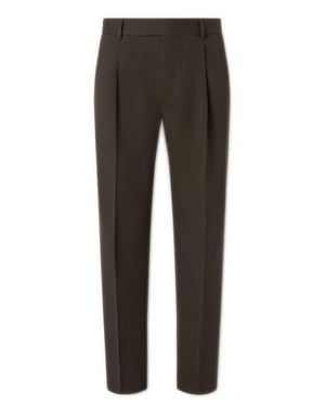 ZEGNA Zipper-Front Dress Pants With 19 Cm Hem, Slant And Welt Pockets, Single Pleat - Gray