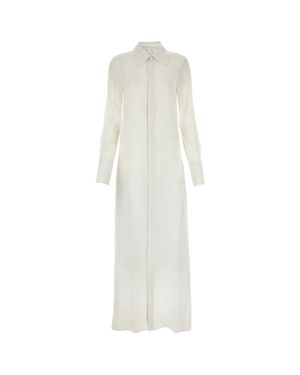 Ami Paris Ami Chalk Crepe Shirt Dress - White