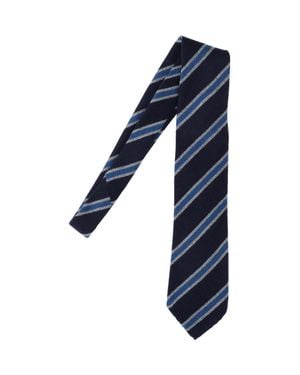 Cesare Attolini Striped Silk Necktie - Blue