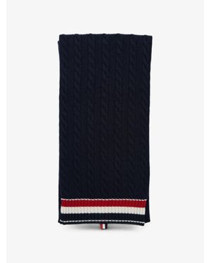 Thom Browne Cable And Rib Wool Scarf - Blue