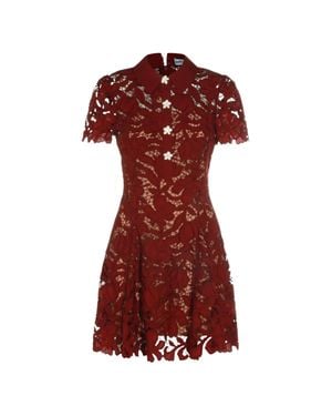 Self-Portrait Floral Lace Mini Dress - Red