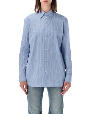 Balenciaga Soft Cotton-Blend Crewneck T-Shirt - Blue