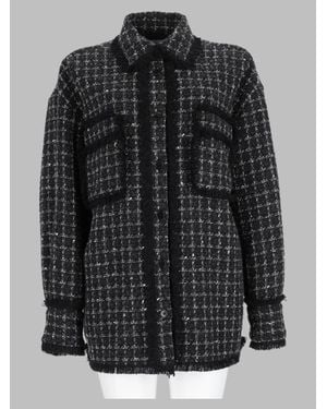 MSGM Inspired Wool-Blend Shirt - Black