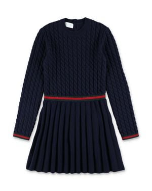 Gucci Children's Wool Dress With Web - Blue