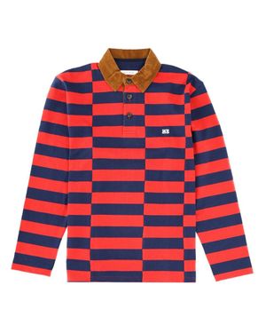 Wales Bonner Long-Sleeve Striped Polo Shirt - Red